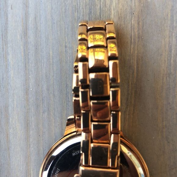 BETSEY Johnson Crystal Gold Tone Slim Band Watch! EUC - Picture 8 of 12